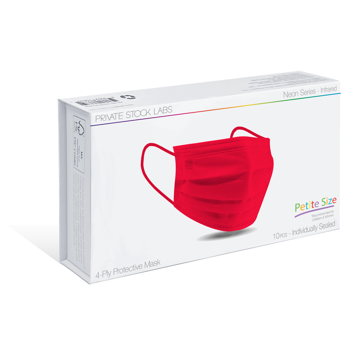 4-Ply Protective Mask - Petites - Neon Series - Infrared (Pack of 10 ...